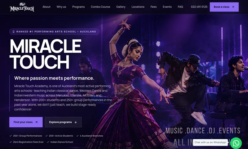 Miracle Touch Academy homepage preview